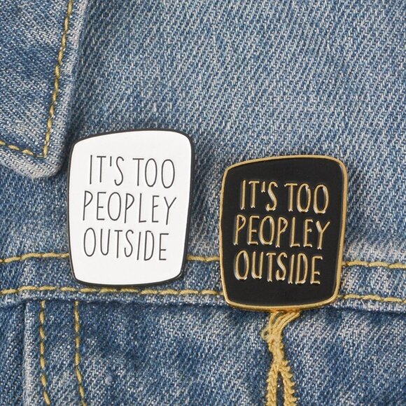 Slogan Design Square Black Enamel Brooch - Picture 3 of 3